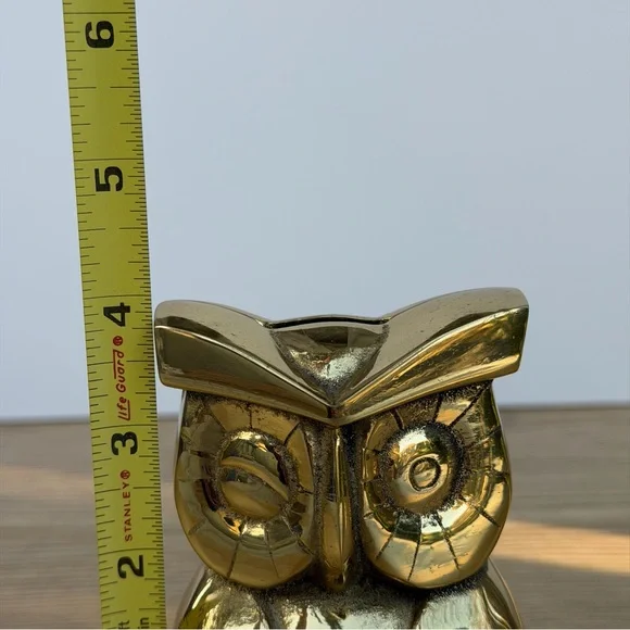Vintage Heavy Brass Owl Coin Bank Made In Canada By Riverside Brass 4” - Picture 6 of 6